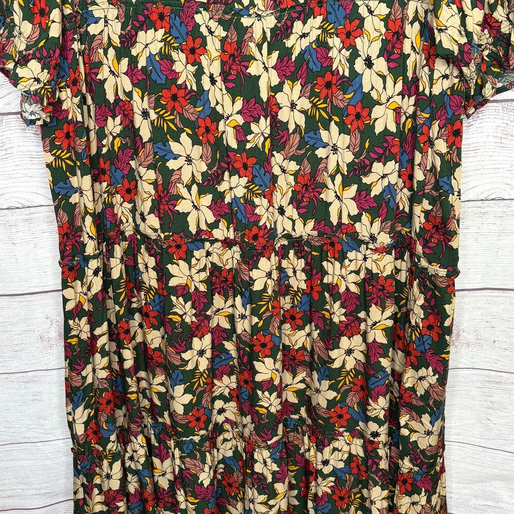 Natural Life Collette Tiered Maxi Tiered Dress Green White Lilies Floral XL New - Picture 16 of 16